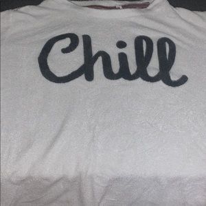 Long sleeve white “Chill” shirt